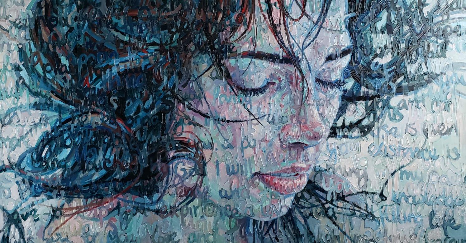 Christina Major Figurative Painting - Large Oil Painting Titled: Immersed 