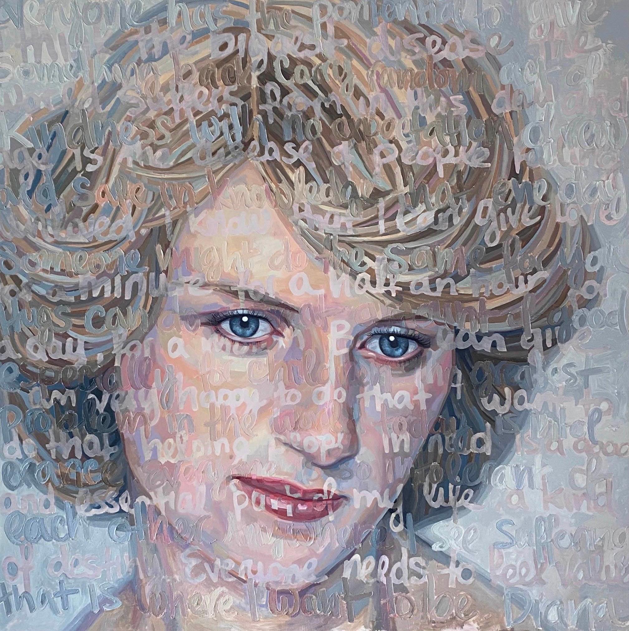 Christina Major Figurative Painting - Large Oil Painting Titled: The People’s Princess 76 x 76