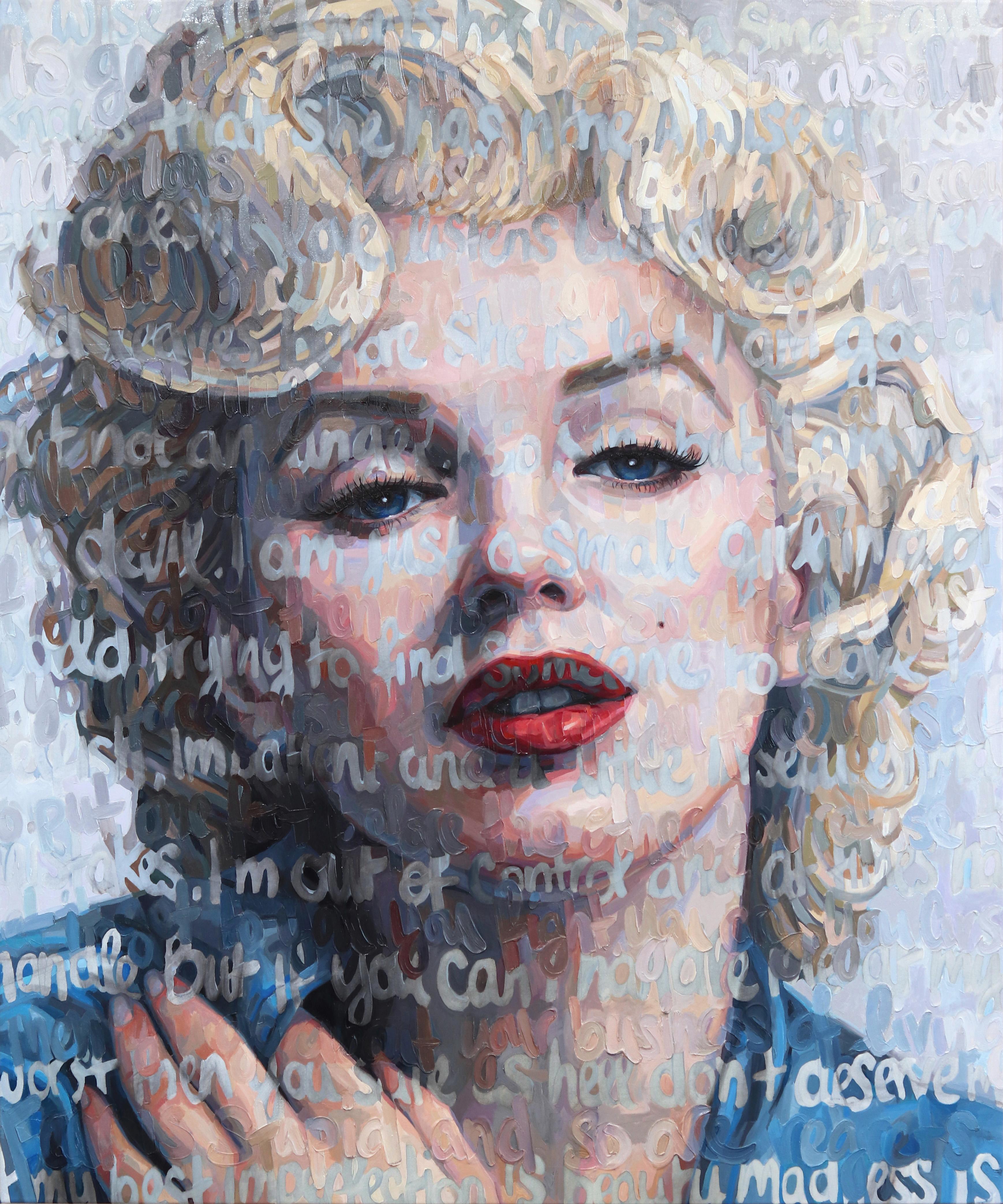Christina Major Figurative Painting - Marilyn "A Wise Girl" Large Original Marilyn Monroe Textural Oil Painting
