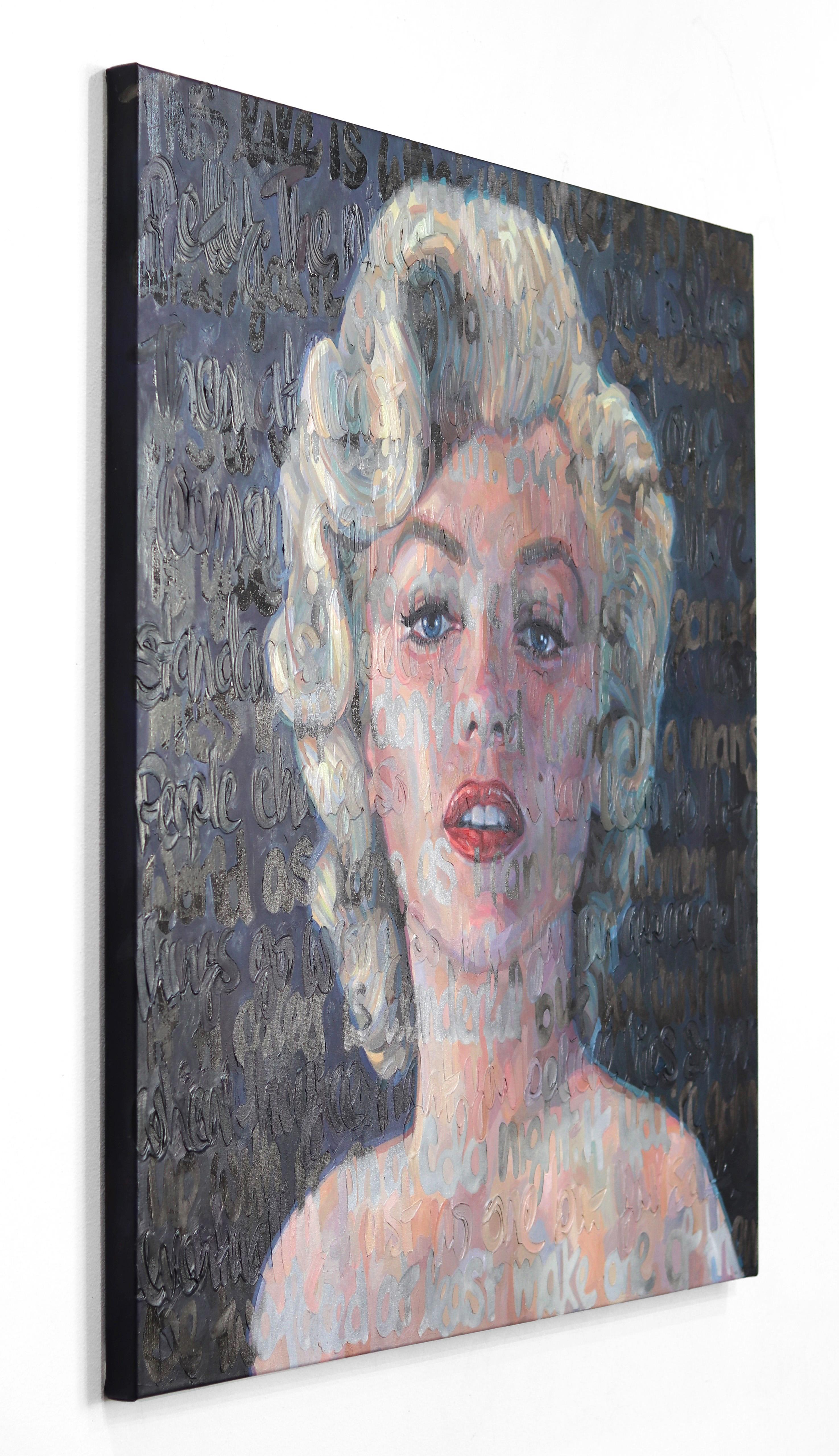 Marilyn Monroe - Strong Women - Peinture à l'huile texturée et image immergée dans le texte - Contemporain Painting par Christina Major
