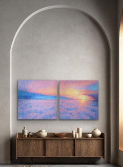 Huile sur toile de Christina Major intitulée Cloudscape Series 1 & 2  49 x 98