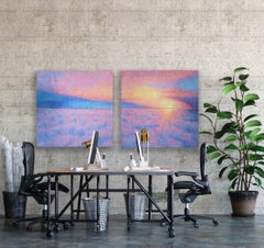 Huile sur toile de Christina Major intitulée Cloudscape Series 1 & 2  49 x 98