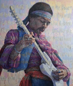 Olio su tela "Jimi" di Christina Major 56 x 66