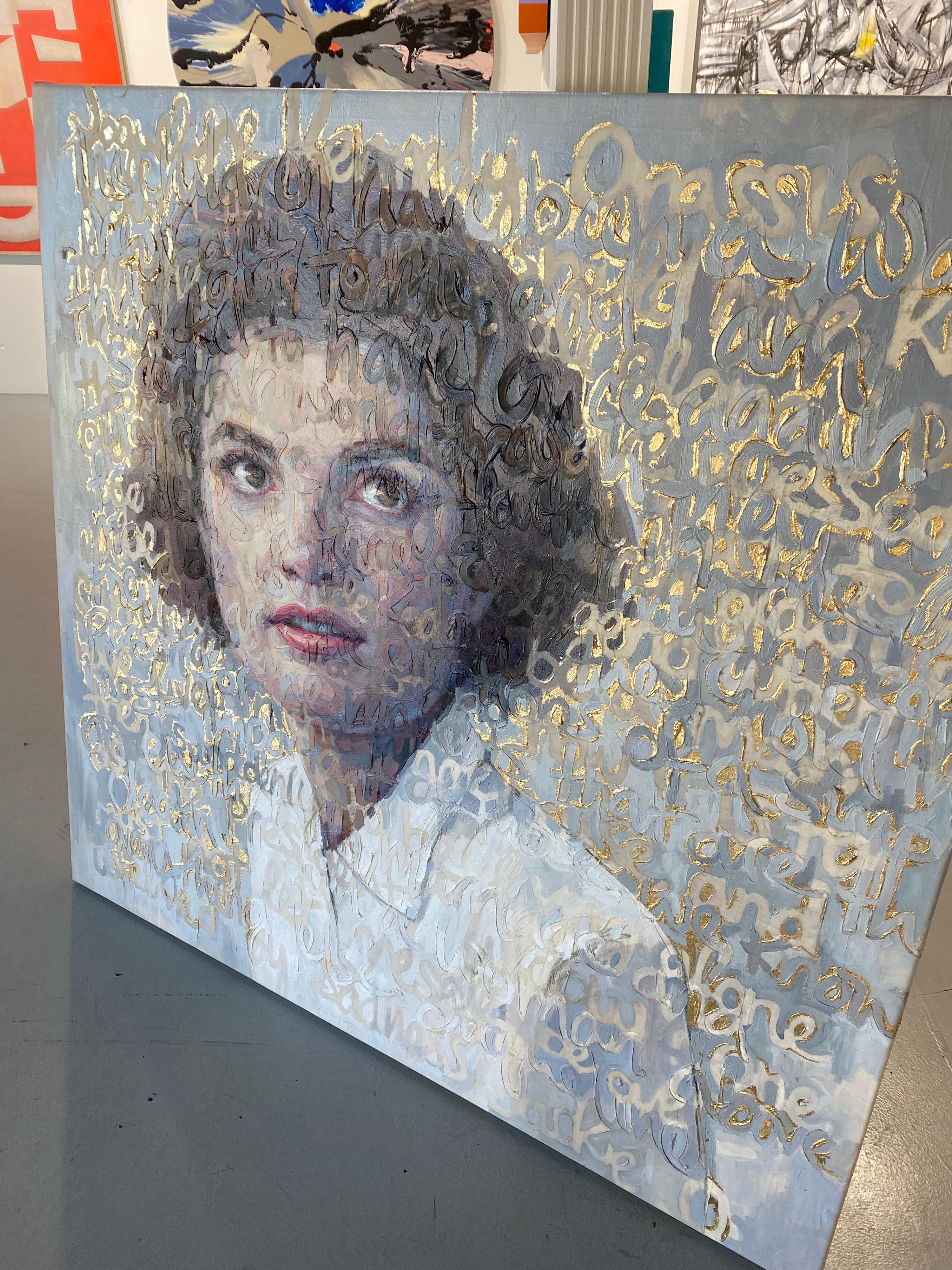 Oil on Canvas of Jackie O with Gold Leaf 6