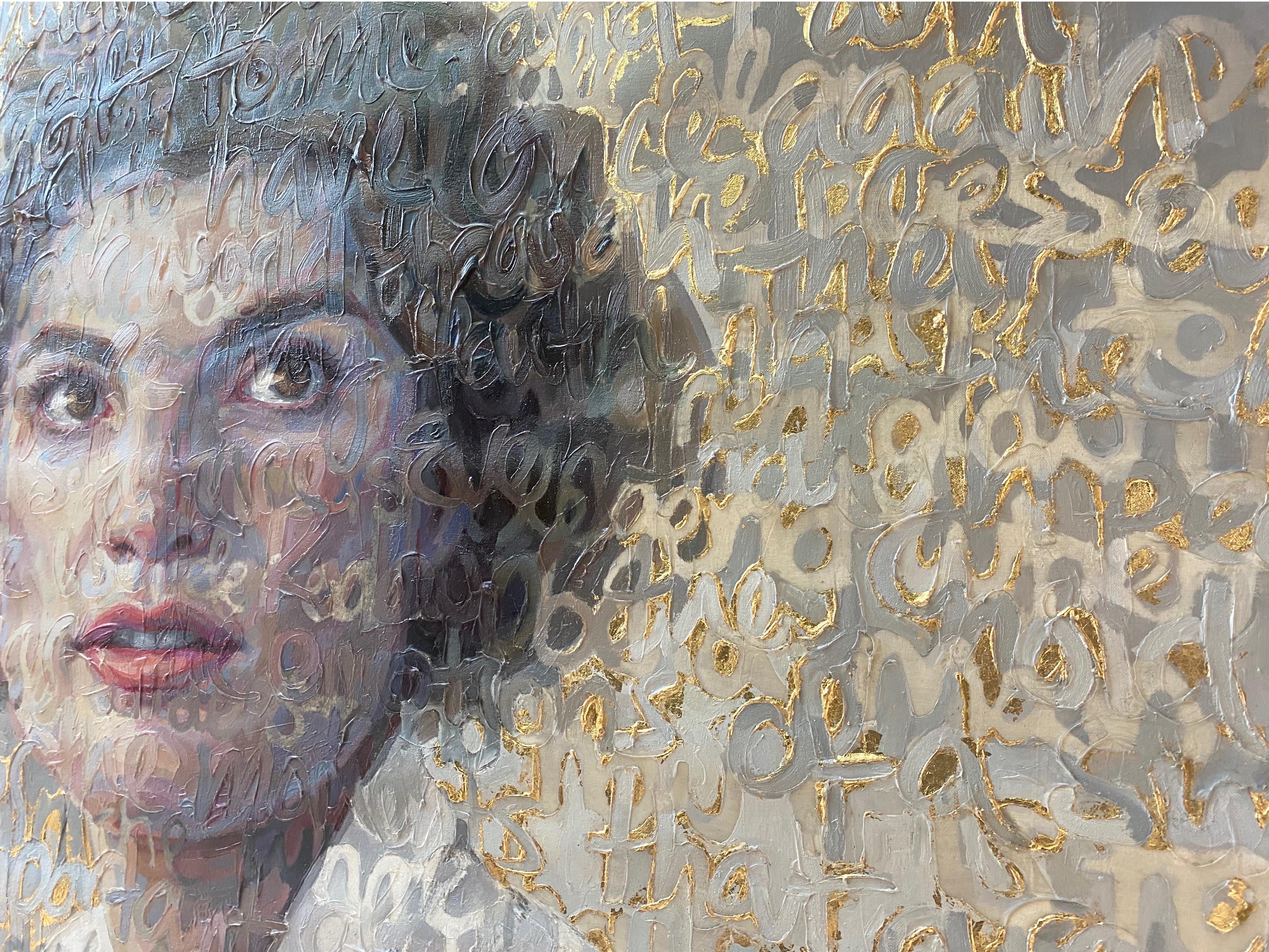 Oil on Canvas of Jackie O with Gold Leaf 7