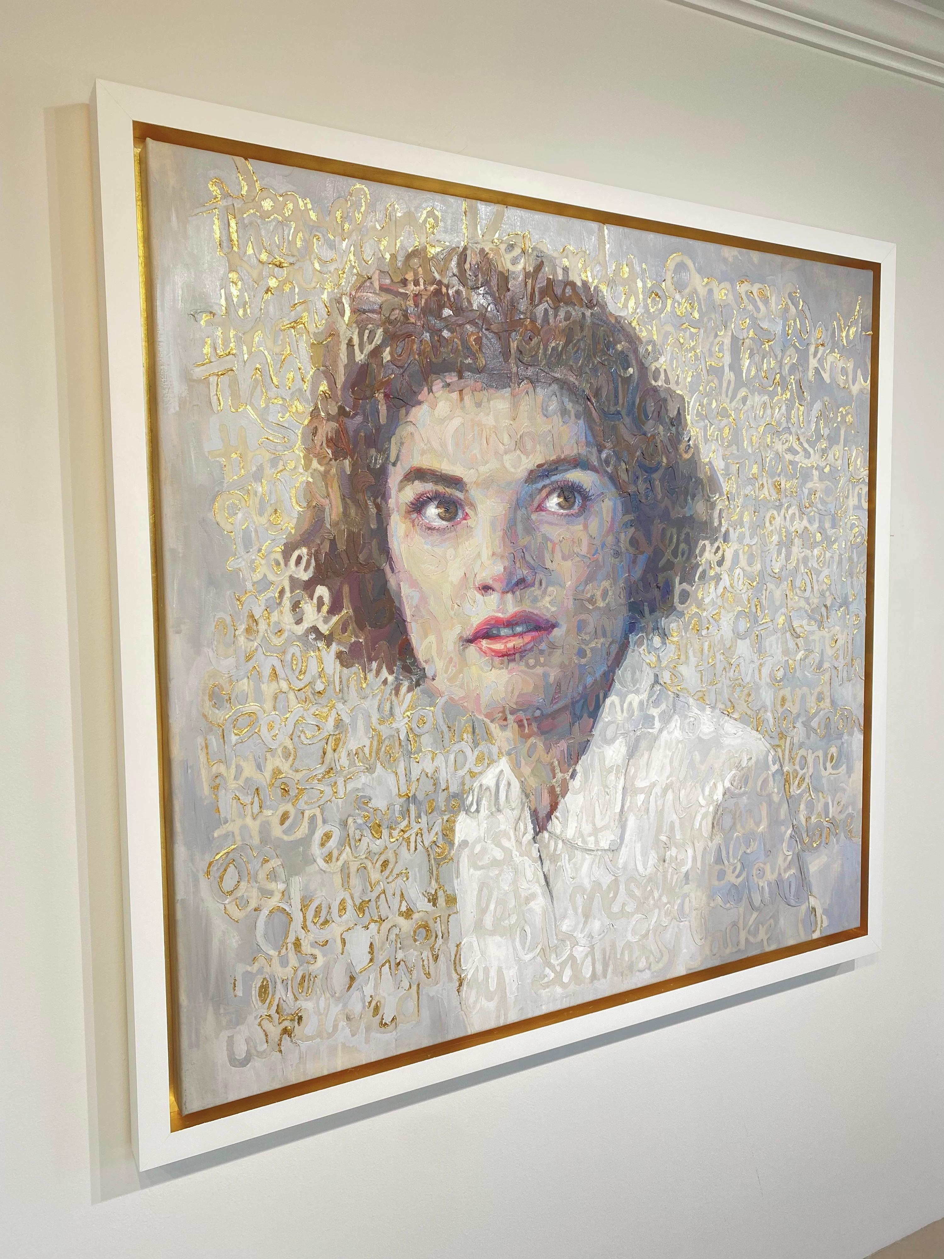 Oil on Canvas of Jackie O with Gold Leaf For Sale 6