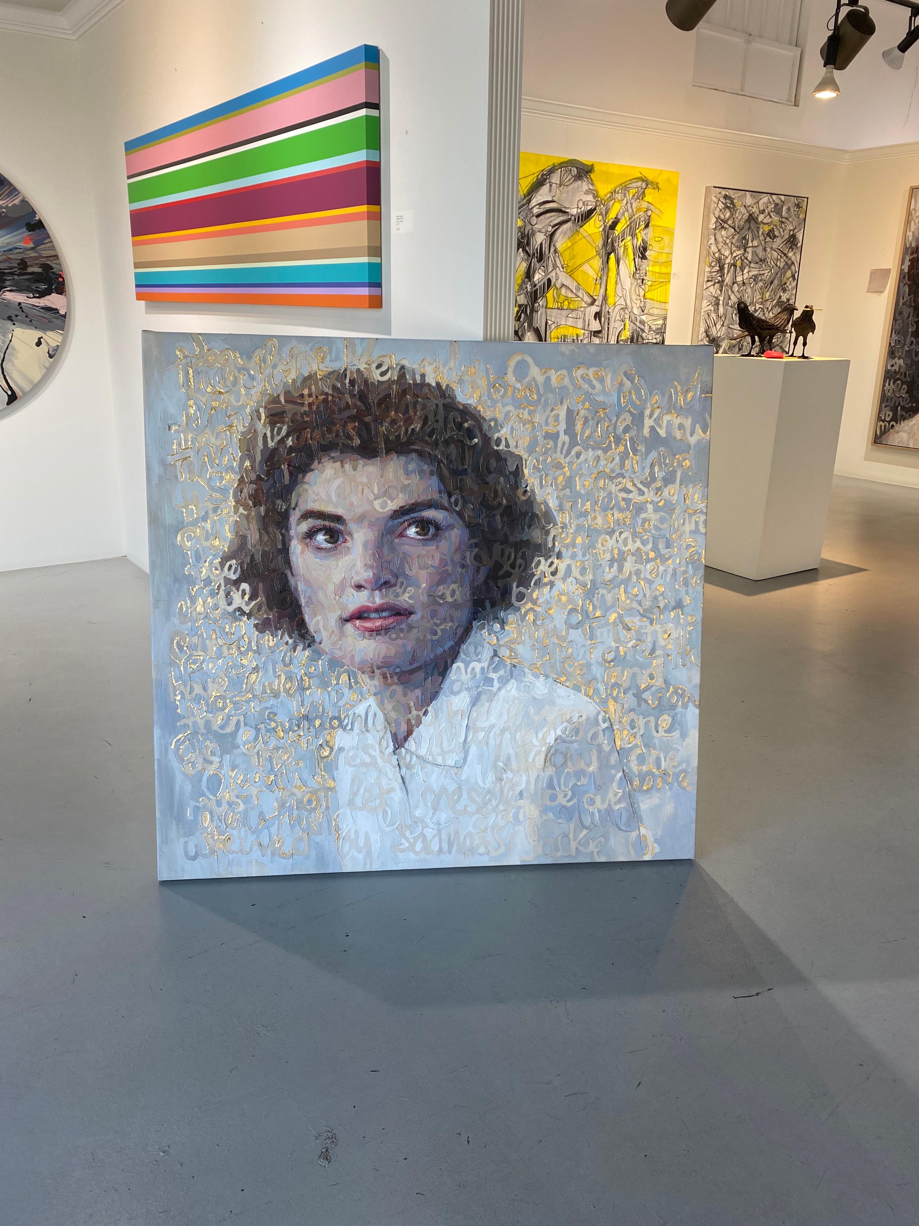 Oil on Canvas of Jackie O with Gold Leaf 8
