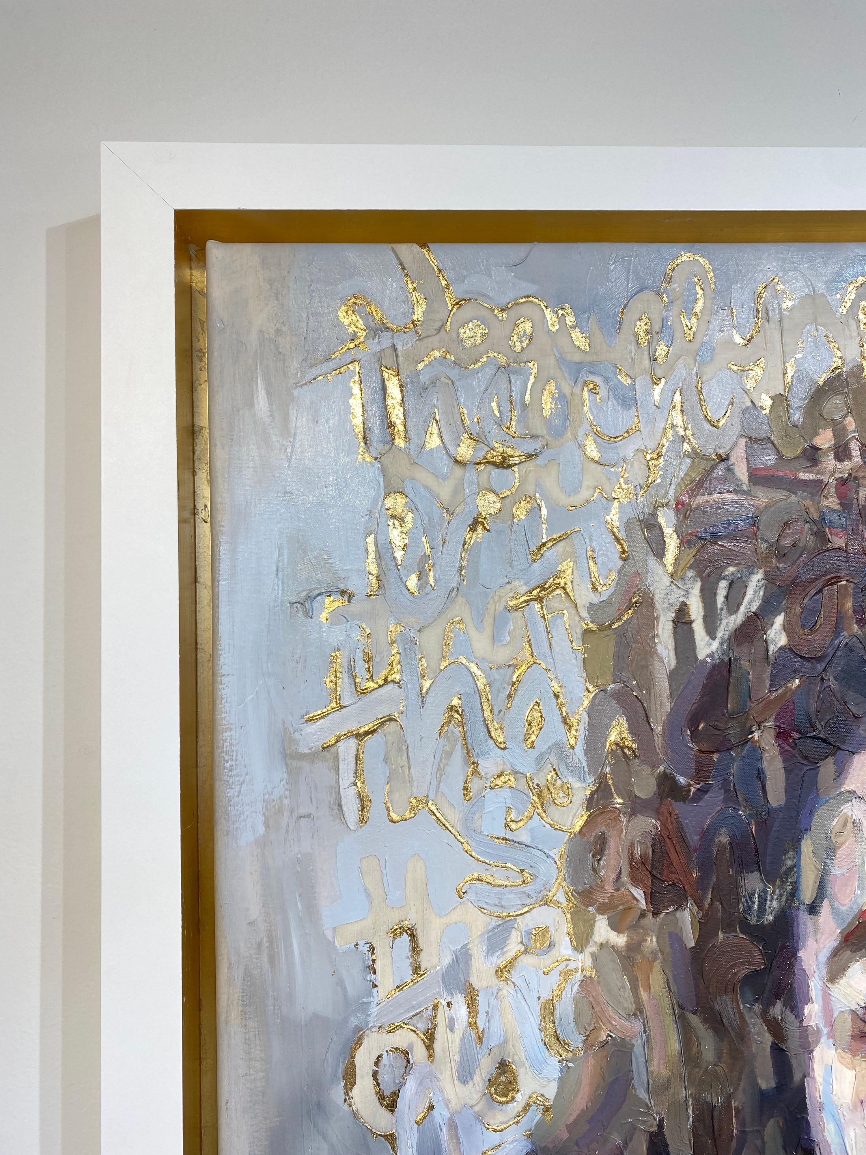 Olio su tela di Jackie O con foglia d'oro in vendita 9