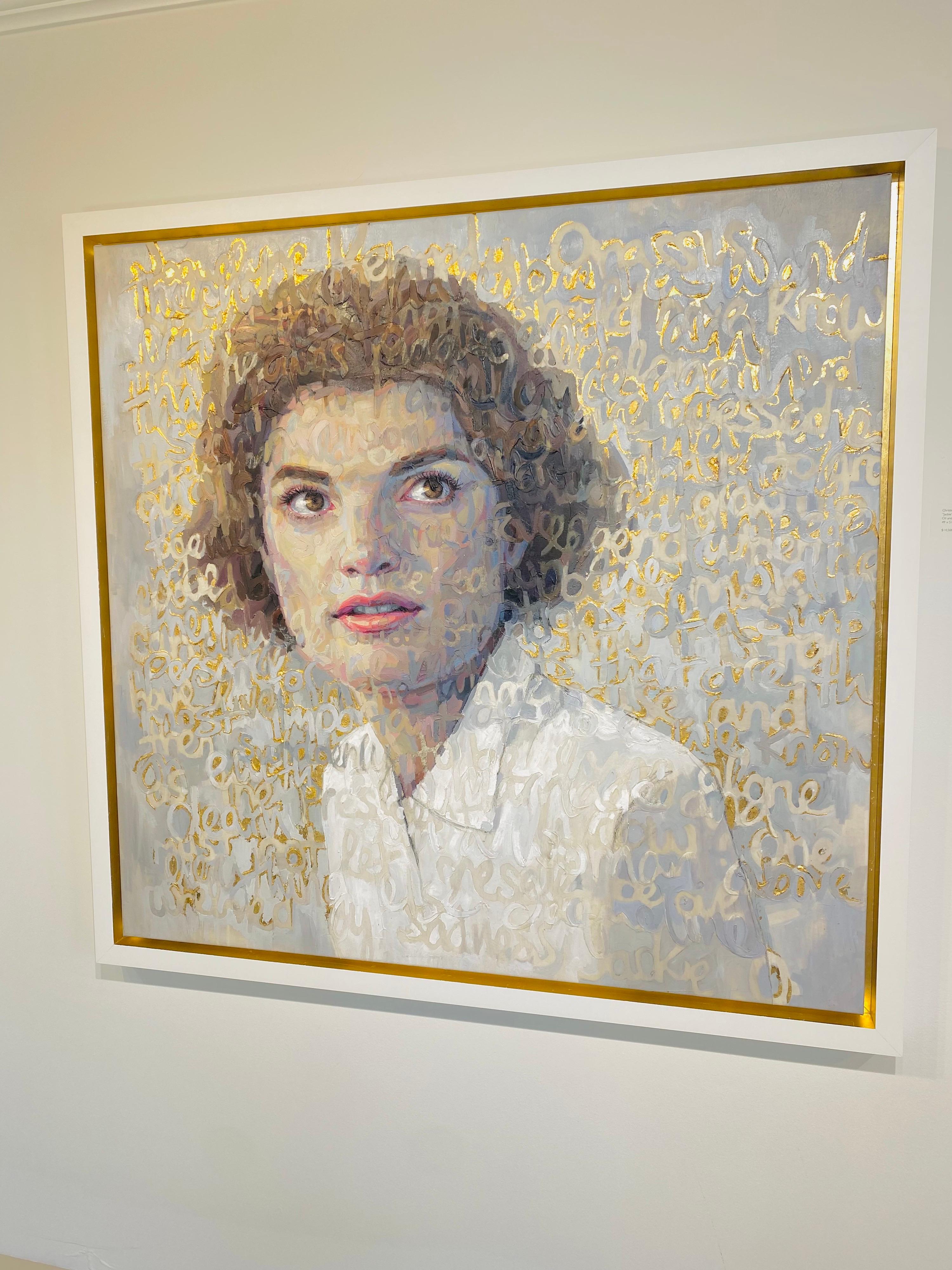 Oil on Canvas of Jackie O with Gold Leaf For Sale 14