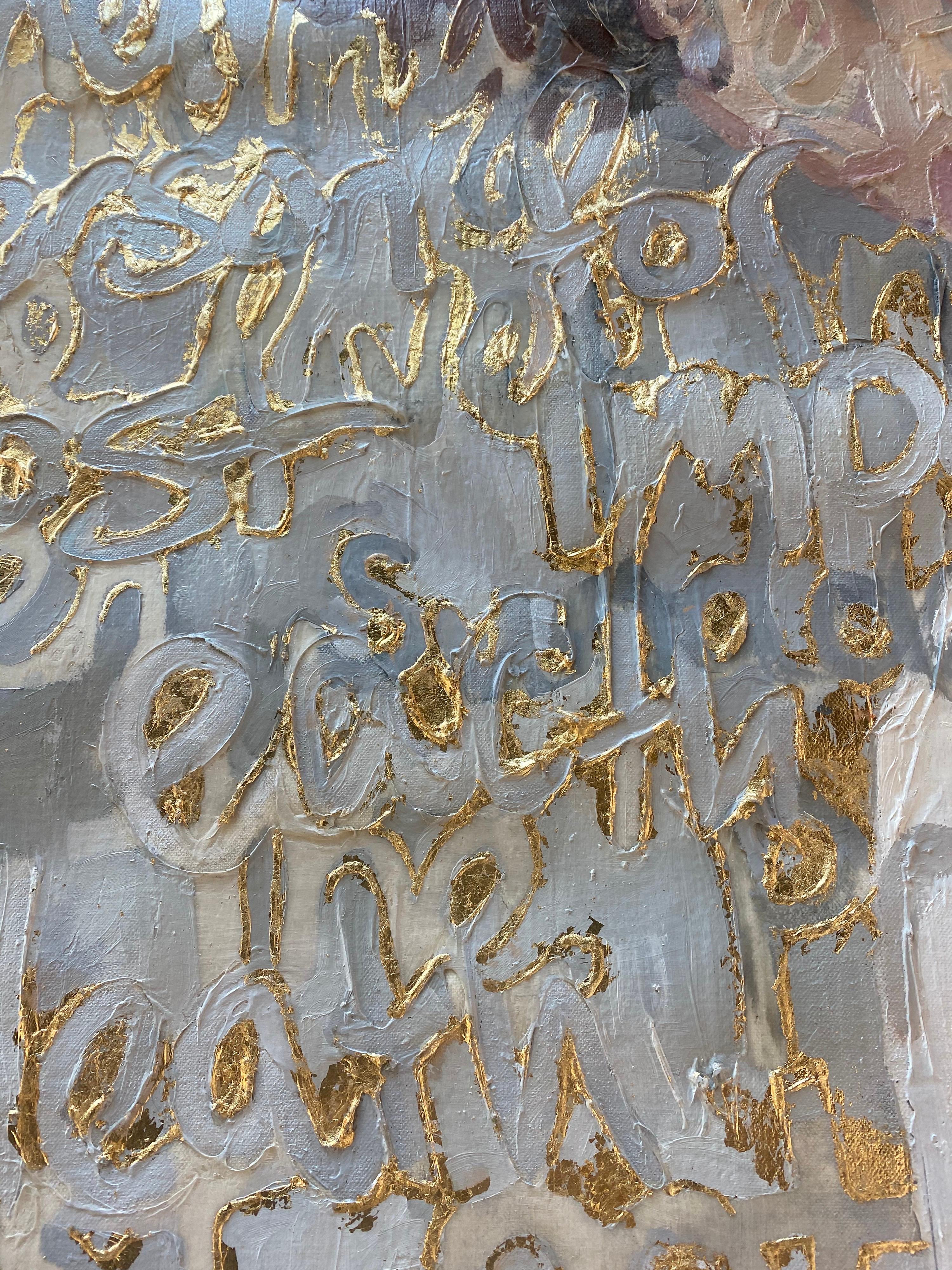 Oil on Canvas of Jackie O with Gold Leaf 1