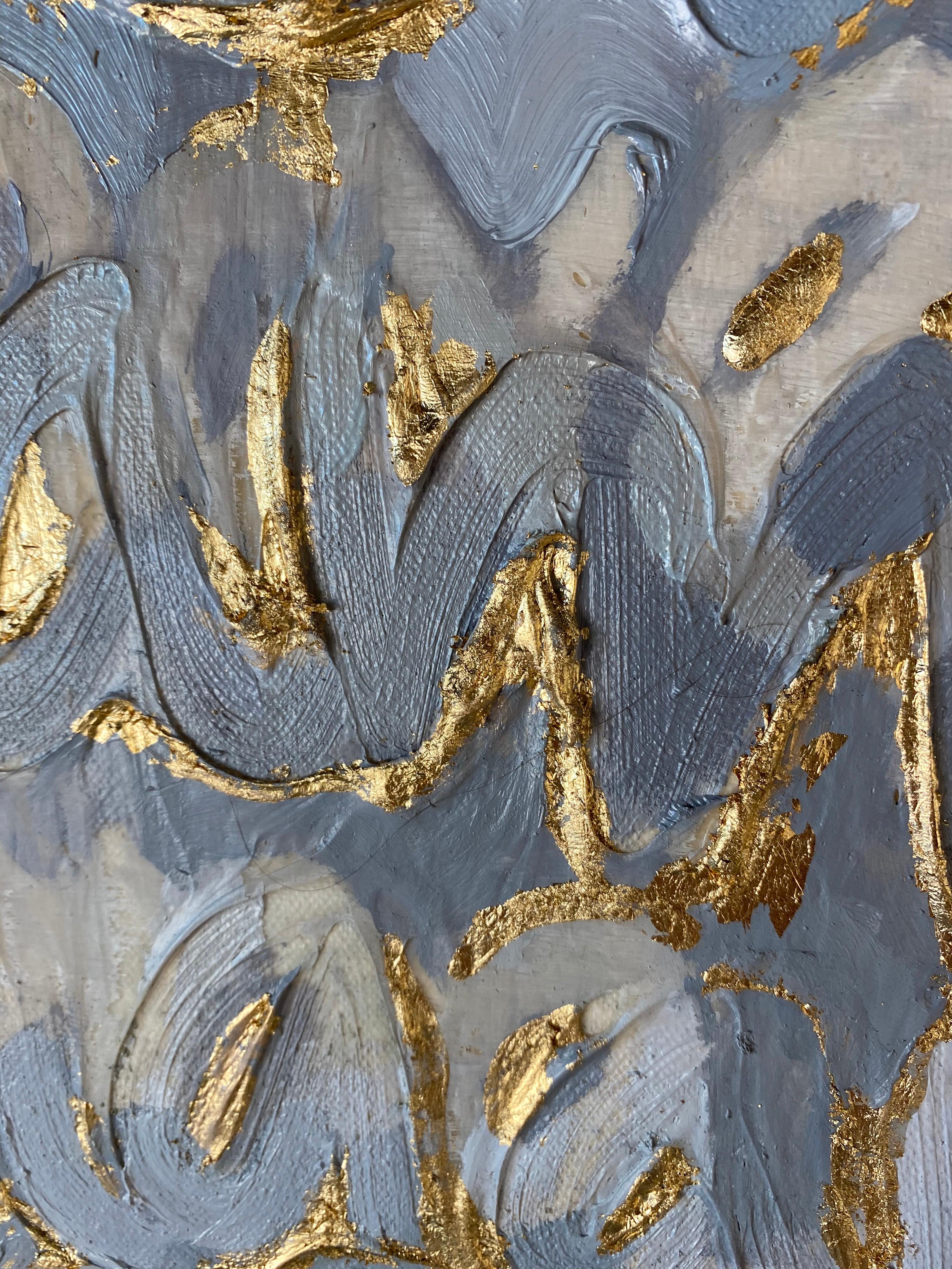 Oil on Canvas of Jackie O with Gold Leaf 4