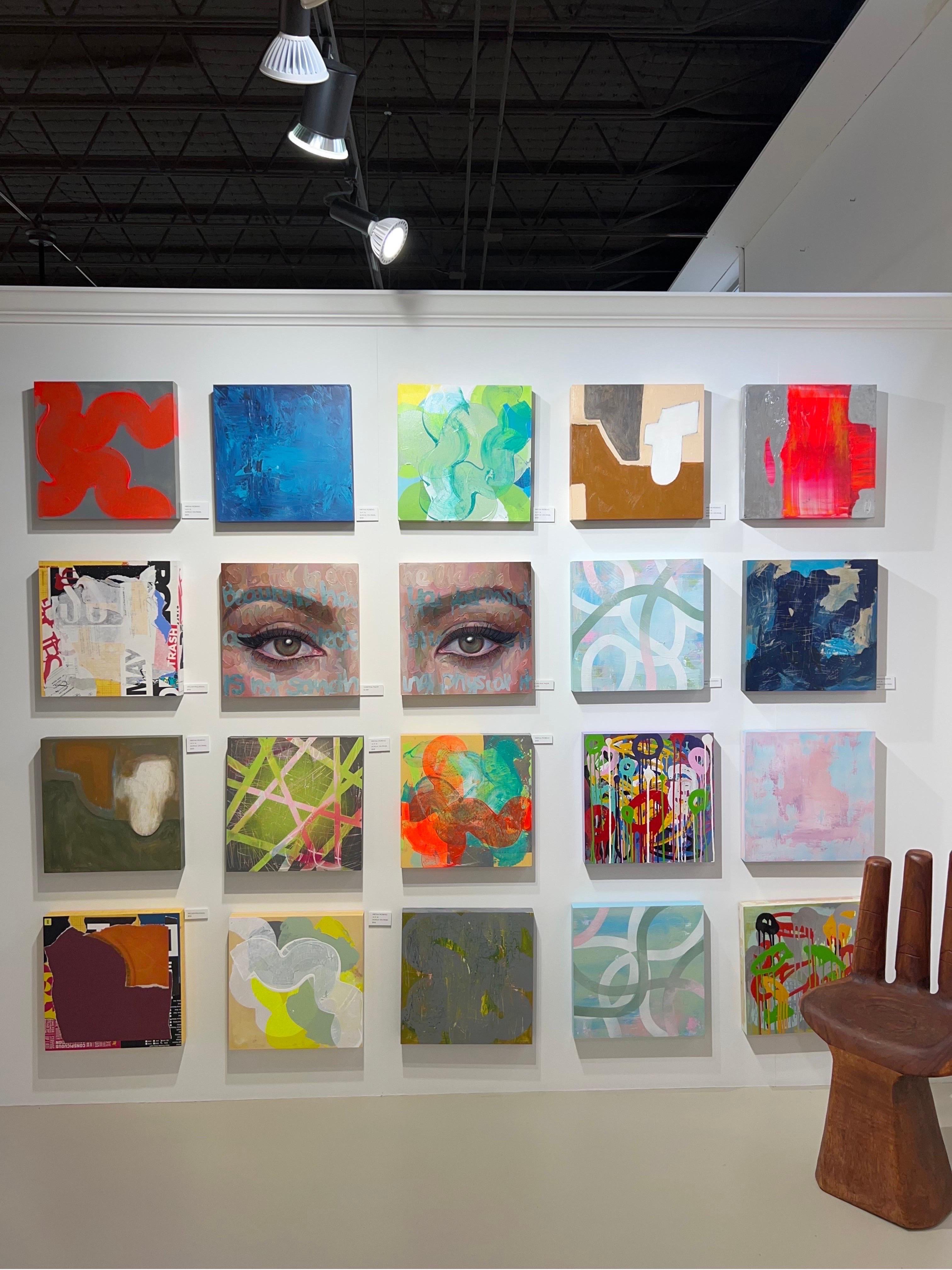 Oil on Canvas of Sophia Loren’s Eye II - Gray Abstract Painting by Christina Major