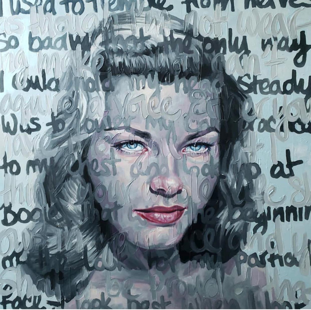 Christina Major Figurative Painting – Ölgemälde mit dem Titel Bacall