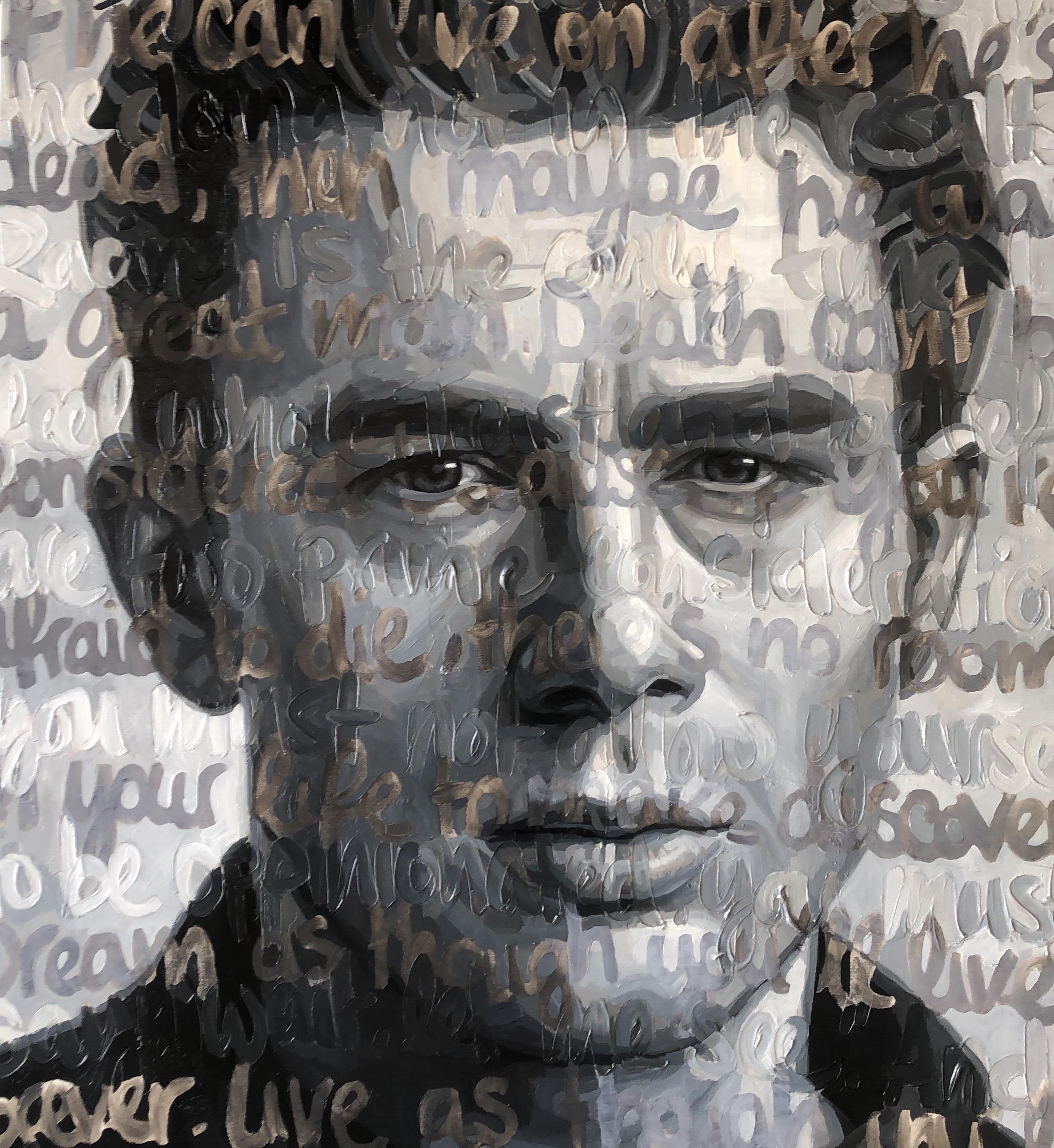 Christina Major Figurative Painting - Original Oil On Canvas Painting Titled: James Dean