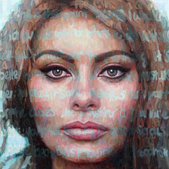 Sophia Loren - Cherish it - Textural Oil Painting and Image Immersed in Text