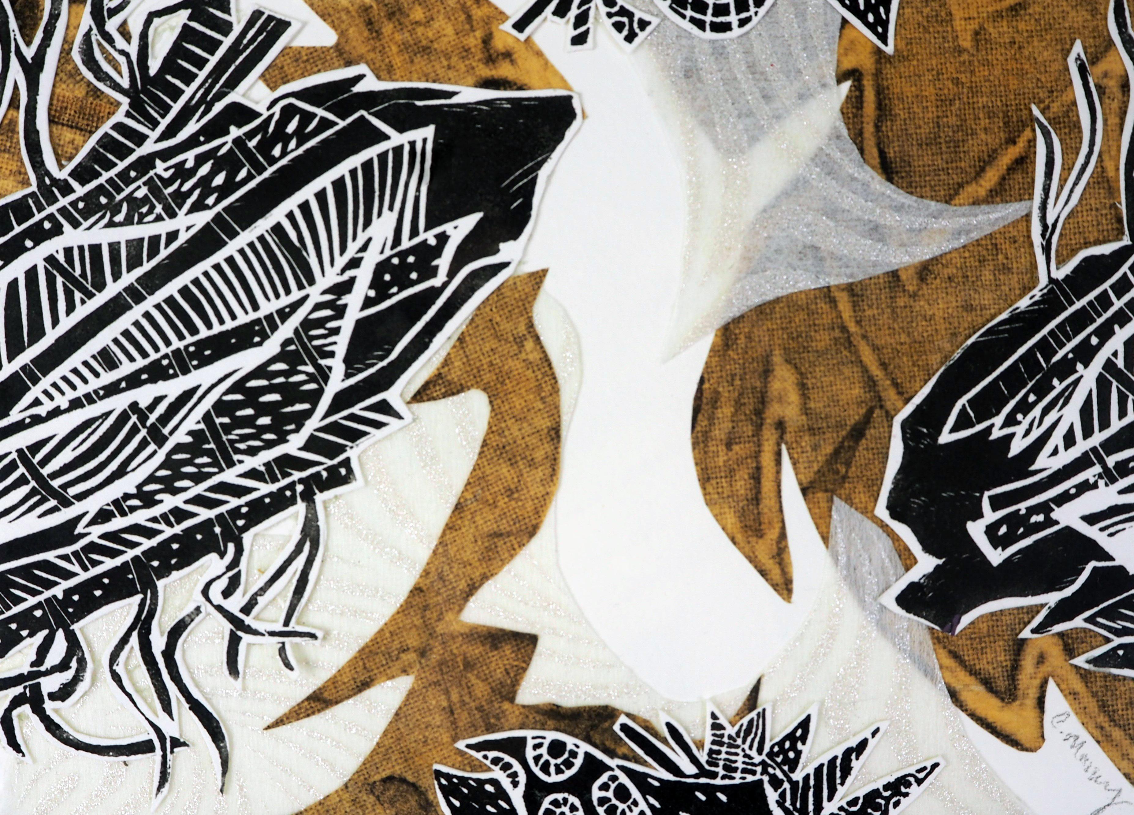 Monoprint Collage: Last day of summer - Abstract Mixed Media Art by Christina Massey