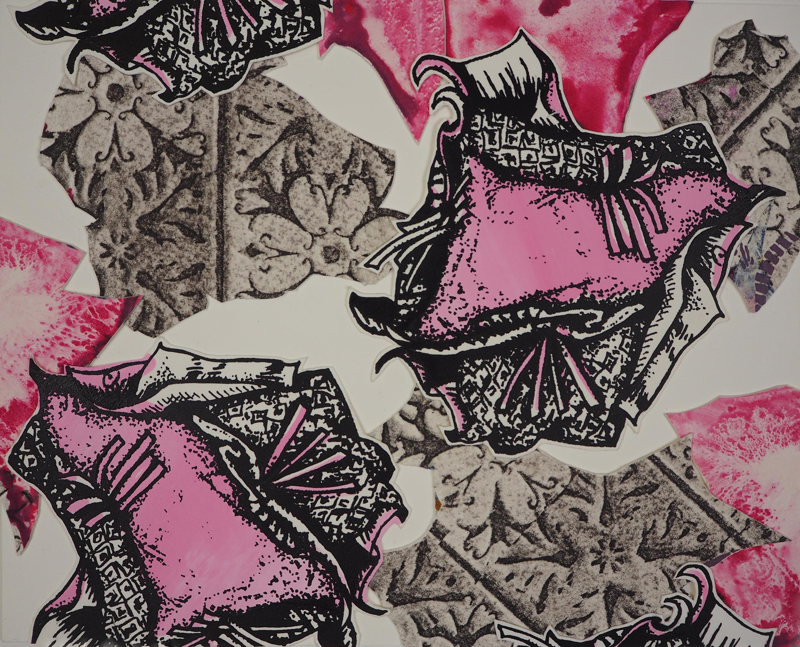 Christina Massey Abstract Print - Monoprint Collage: Pink Persuasion