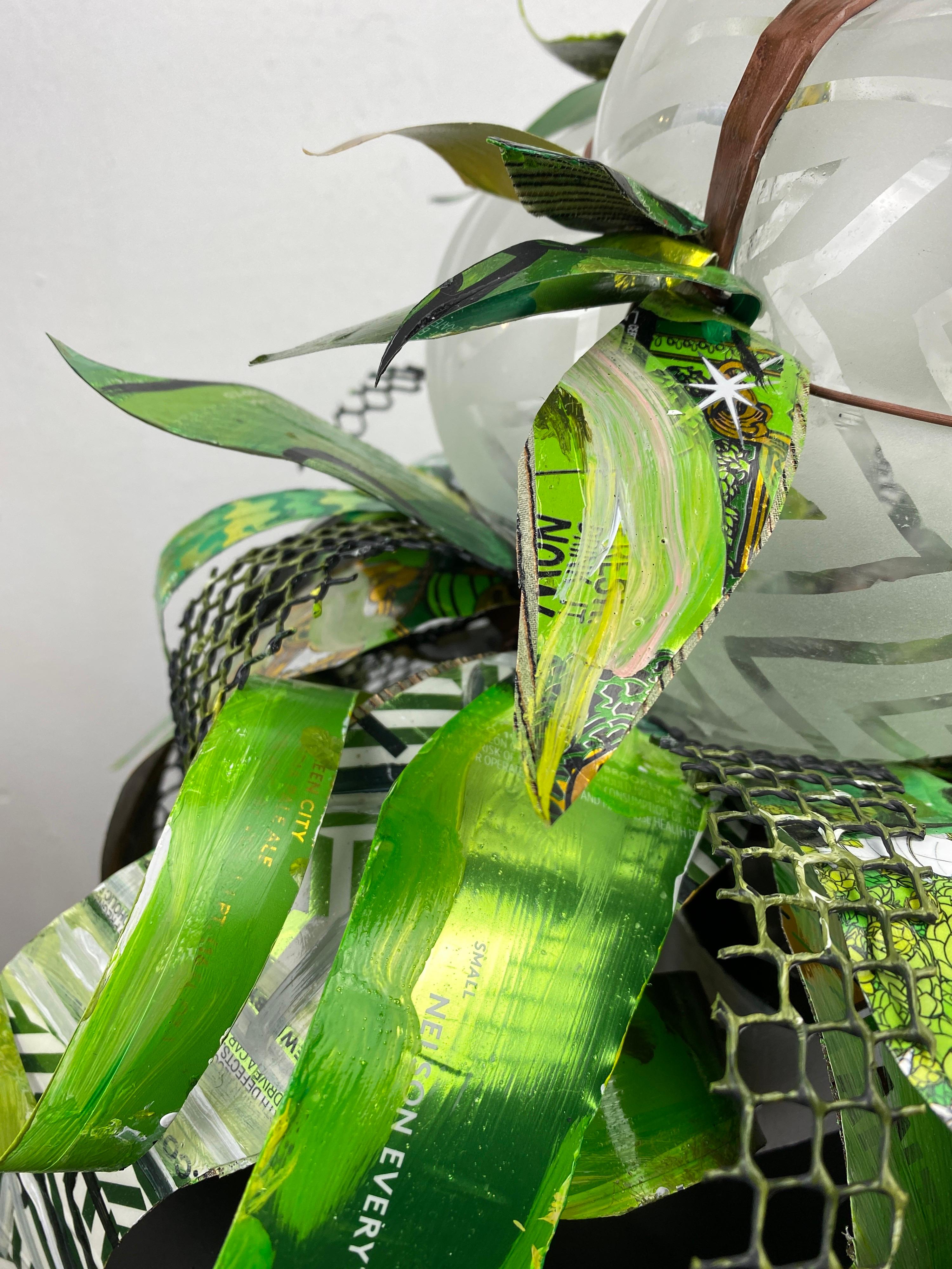 Clairaperennial 7, contemporary glass mixed media abstract botanical plant  - Contemporary Sculpture by Christina Massey