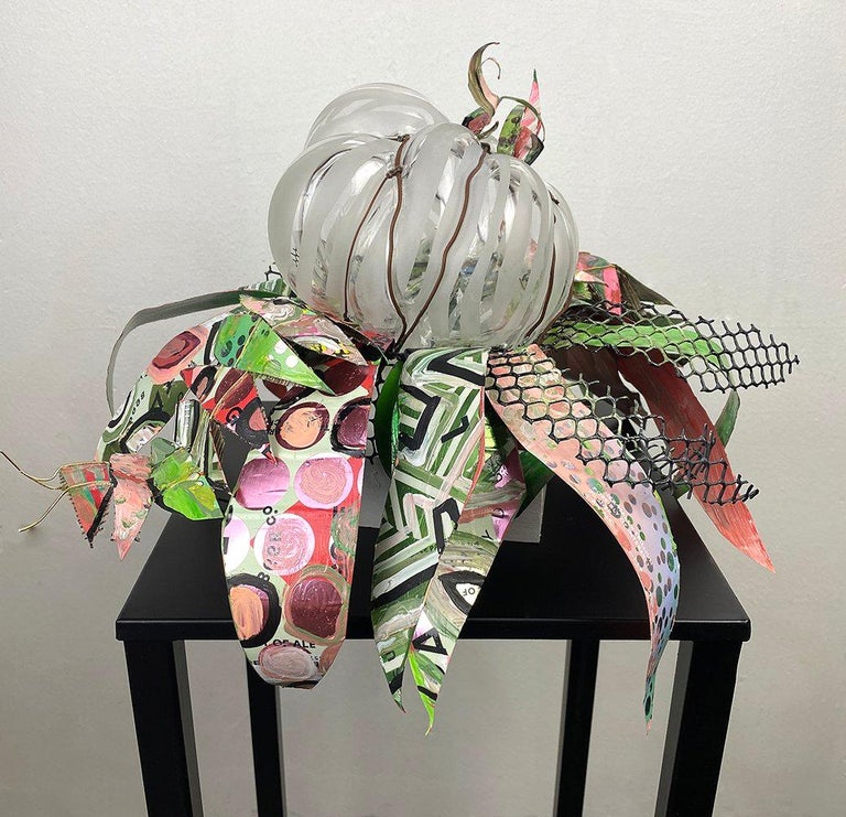 Christina Massey Still-Life Sculpture - Let Me Talae You, blown glass mixed media botanical plant abstract sculpture