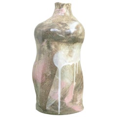 Christina Muff, Bottle-Shaped Sculptural Vase in Dark Stoneware