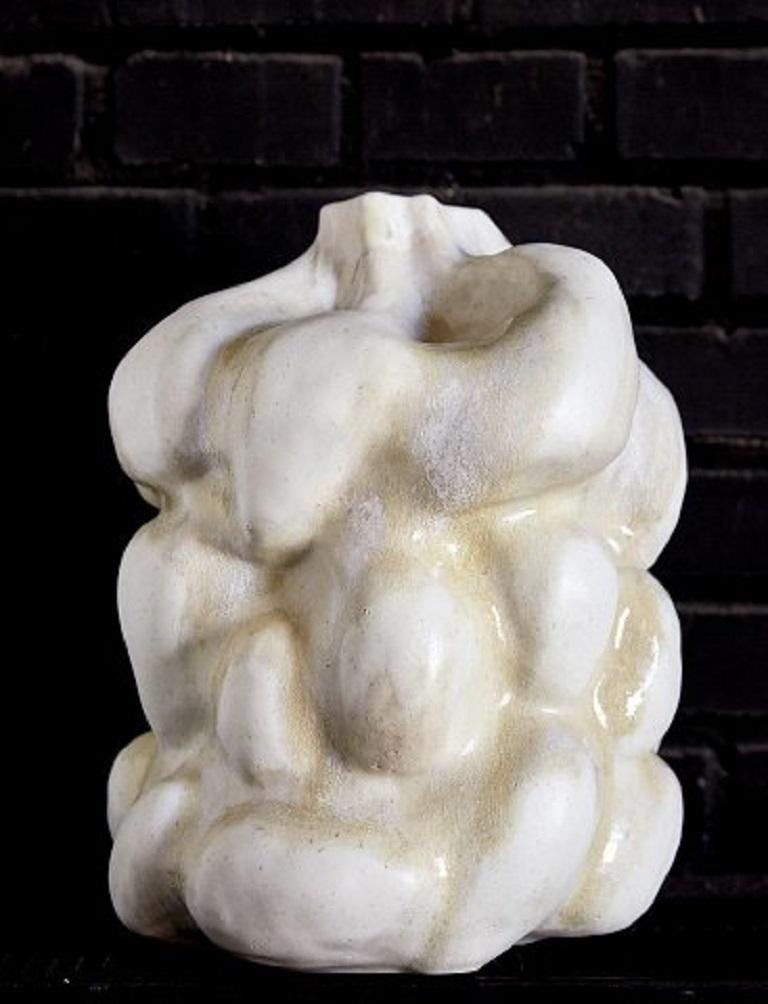 Organic Modern Christina Muff Large Hand Modelled Sculptural Vase in White Stoneware
