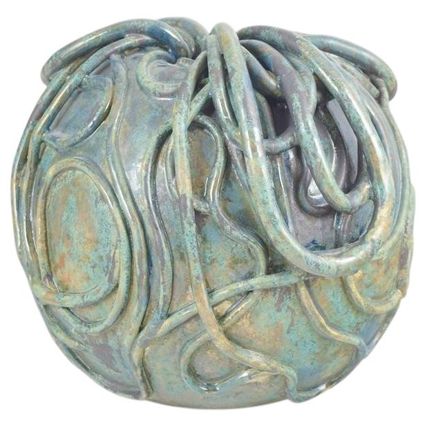 Christina Muff contemporary Danish artist. Stoneware vessel with turquoise glaze