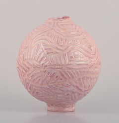 Christina Muff, contemporary Danish artist. Unique round stoneware vessel.
