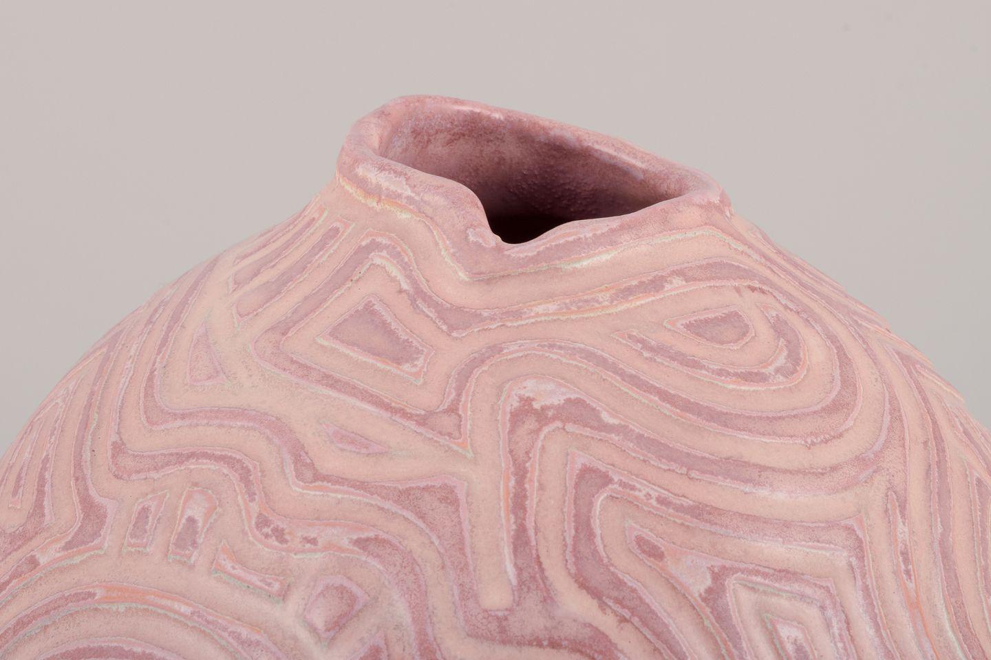 Christina Muff, artiste contemporaine danoise. Récipient rond unique en grès. Excellent état - En vente à København, Copenhagen