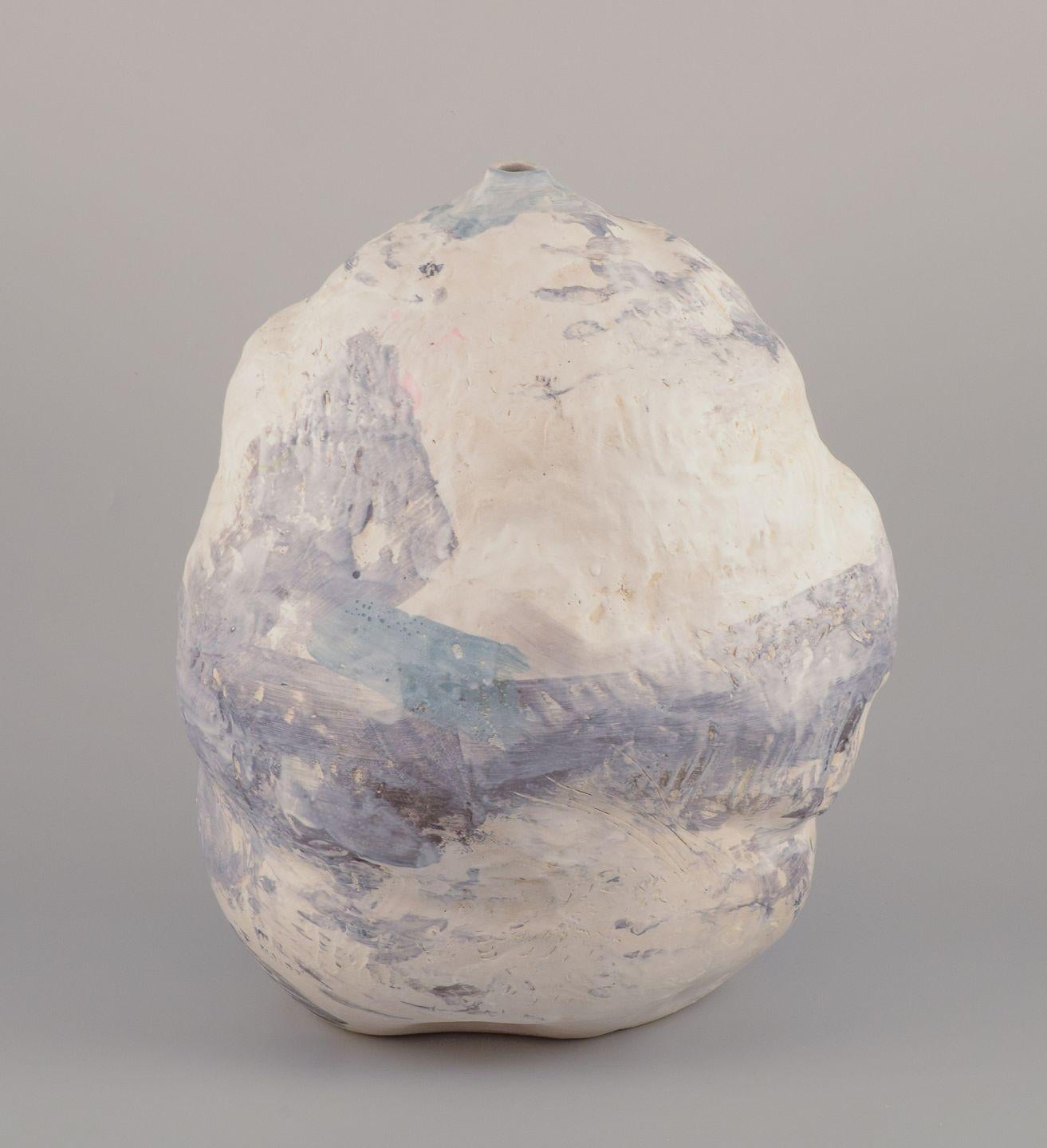 PRE-OWNED GOODS ARE EXEMPT FROM IMPORT TARIFFS FOR U.S., UK, AUSTRALIAN & CANADIAN CUSTOMERS.   
THEREFORE, NO IMPORT TARIFFS WILL BE APPLICABLE TO YOUR PURCHASE. 

Christina Muff (born 1971), contemporary Danish ceramic artist.
One-of-a-kind vase