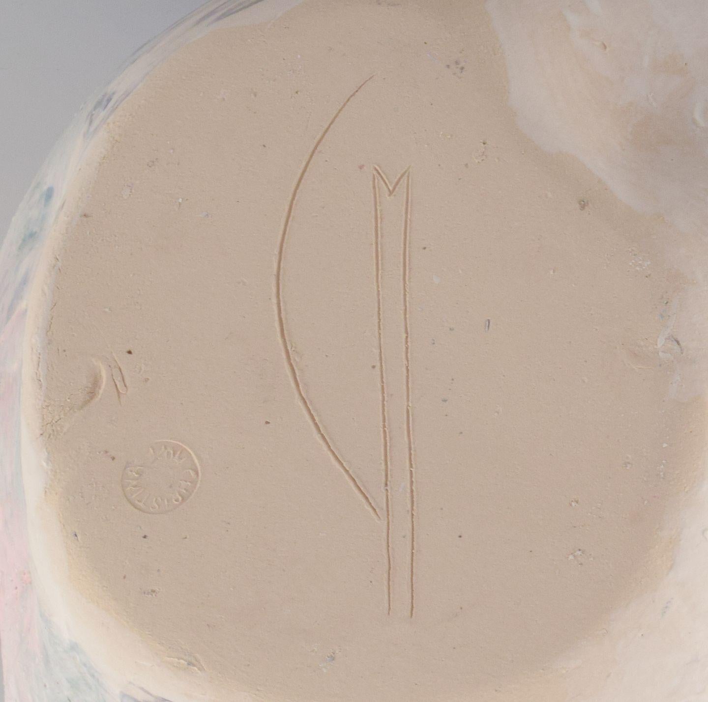 Christina Muff, contemporary Danish artist. Unique vase in pinching technique. en vente 2