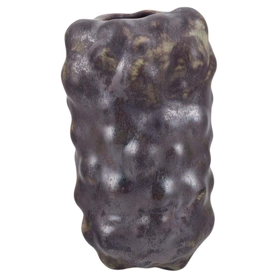 Christina Muff, contemporary Danish artist. Vase sculpted in stoneware clay.