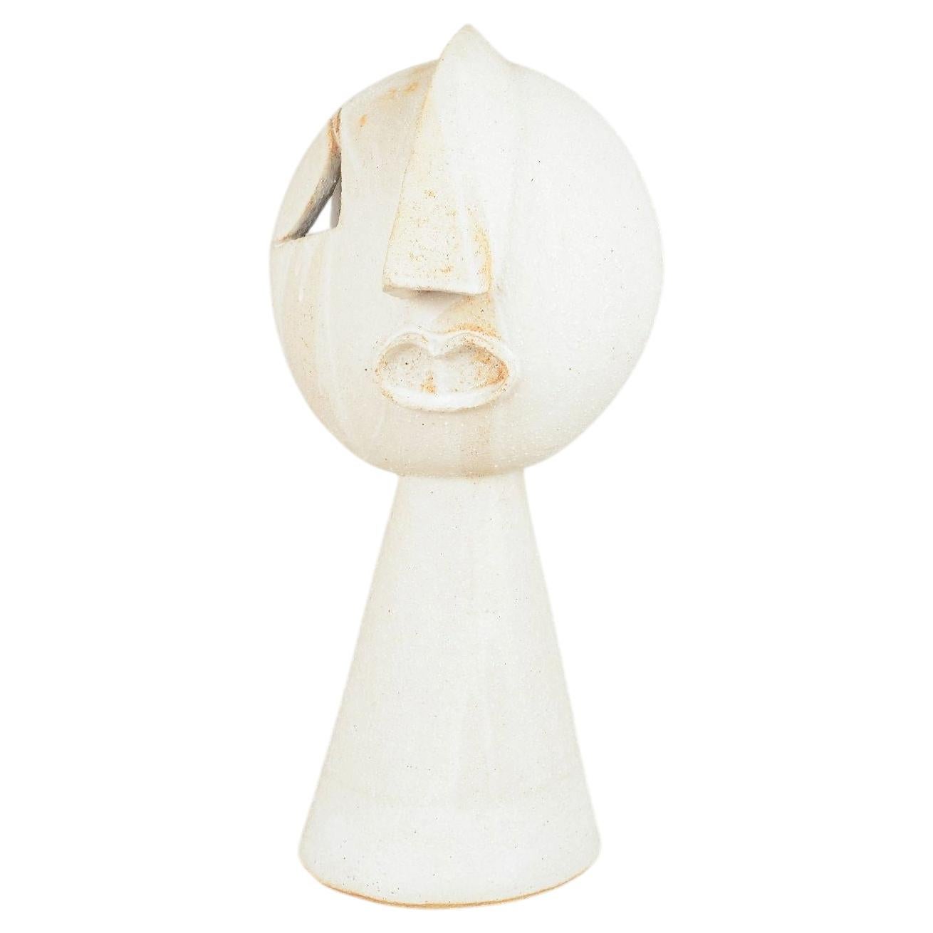 Christina Muff, contemporary Danish ceramic artist. Cubist stoneware bust, 2025