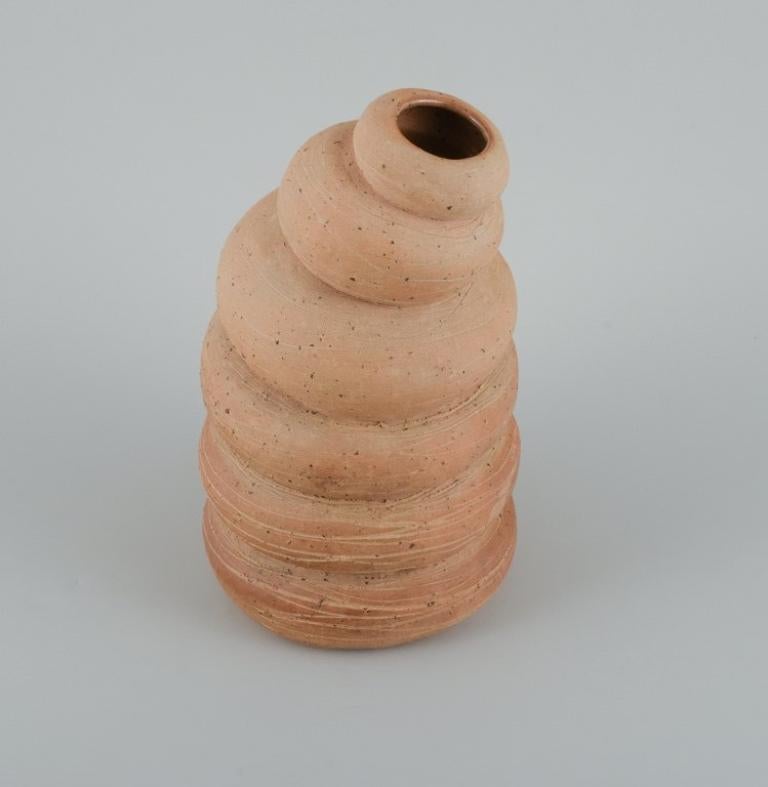 Glazed Christina Muff, contemporary Danish ceramicist.  Tall, organically shaped vessel For Sale