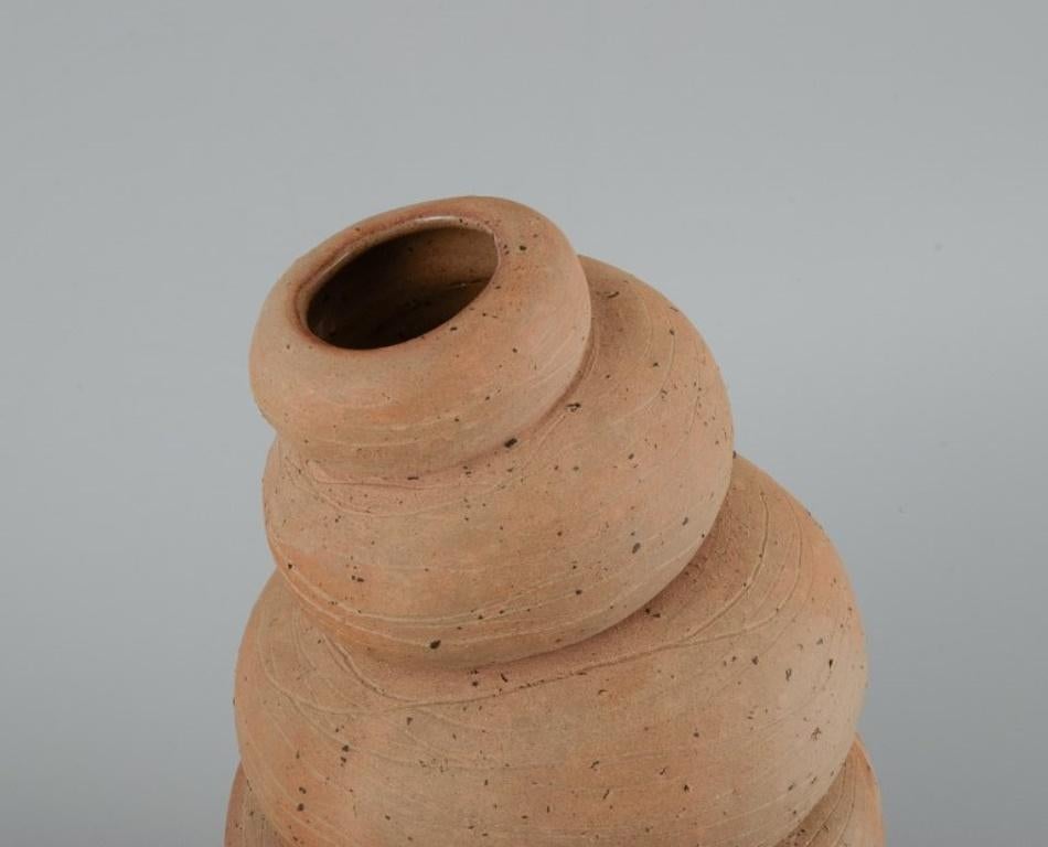 Contemporary Christina Muff, contemporary Danish ceramicist.  Tall, organically shaped vessel For Sale