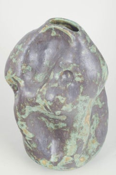 Christina Muff, Danish artist. Ceramic vessel with copper green and black glaze.