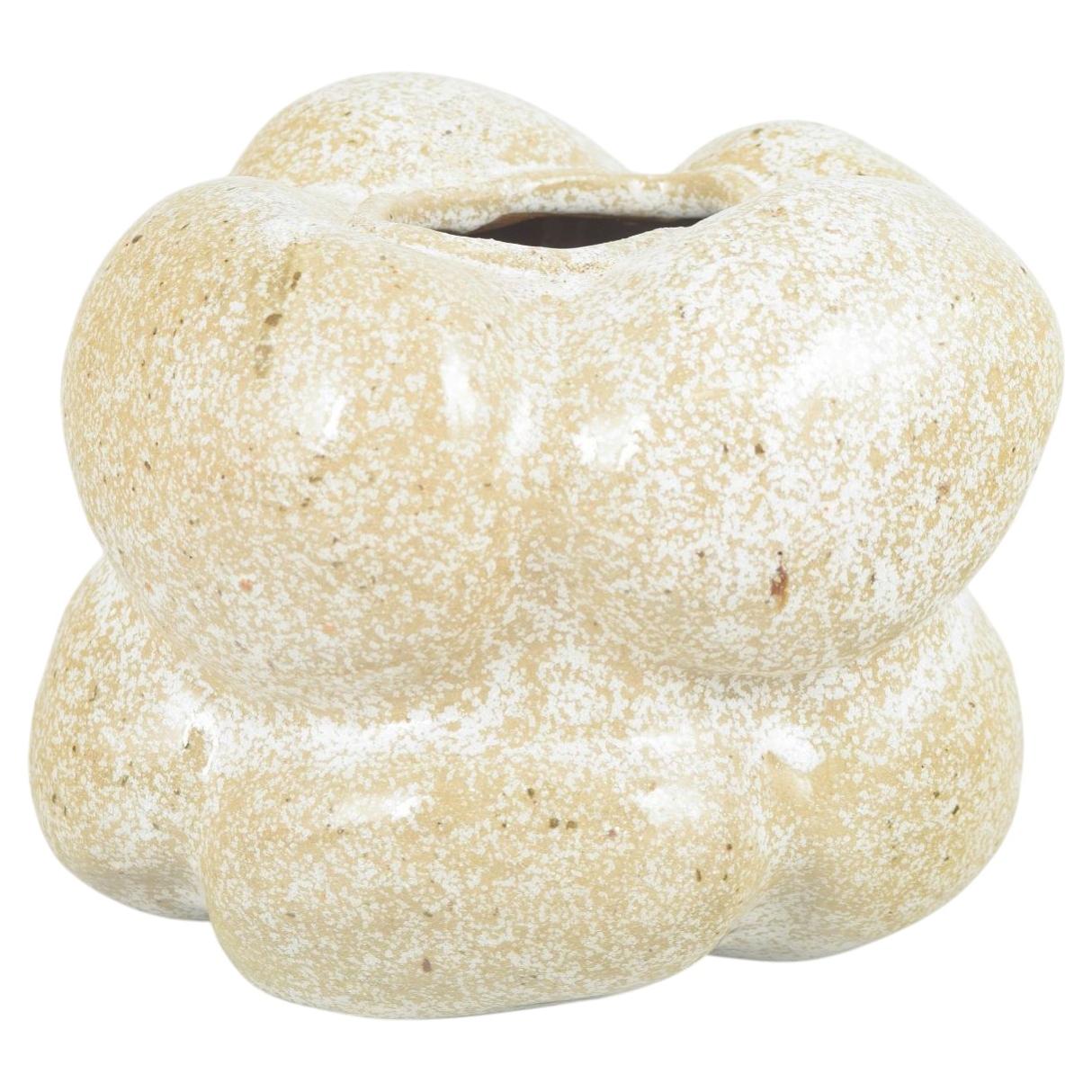 Christina Muff-Danish ceramic artist. Organic-shaped vessel with snowflake glaze For Sale