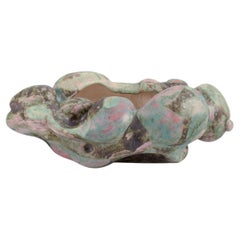Christina Muff, Danish ceramic artist. Sculptural vase with multicolored glaze.