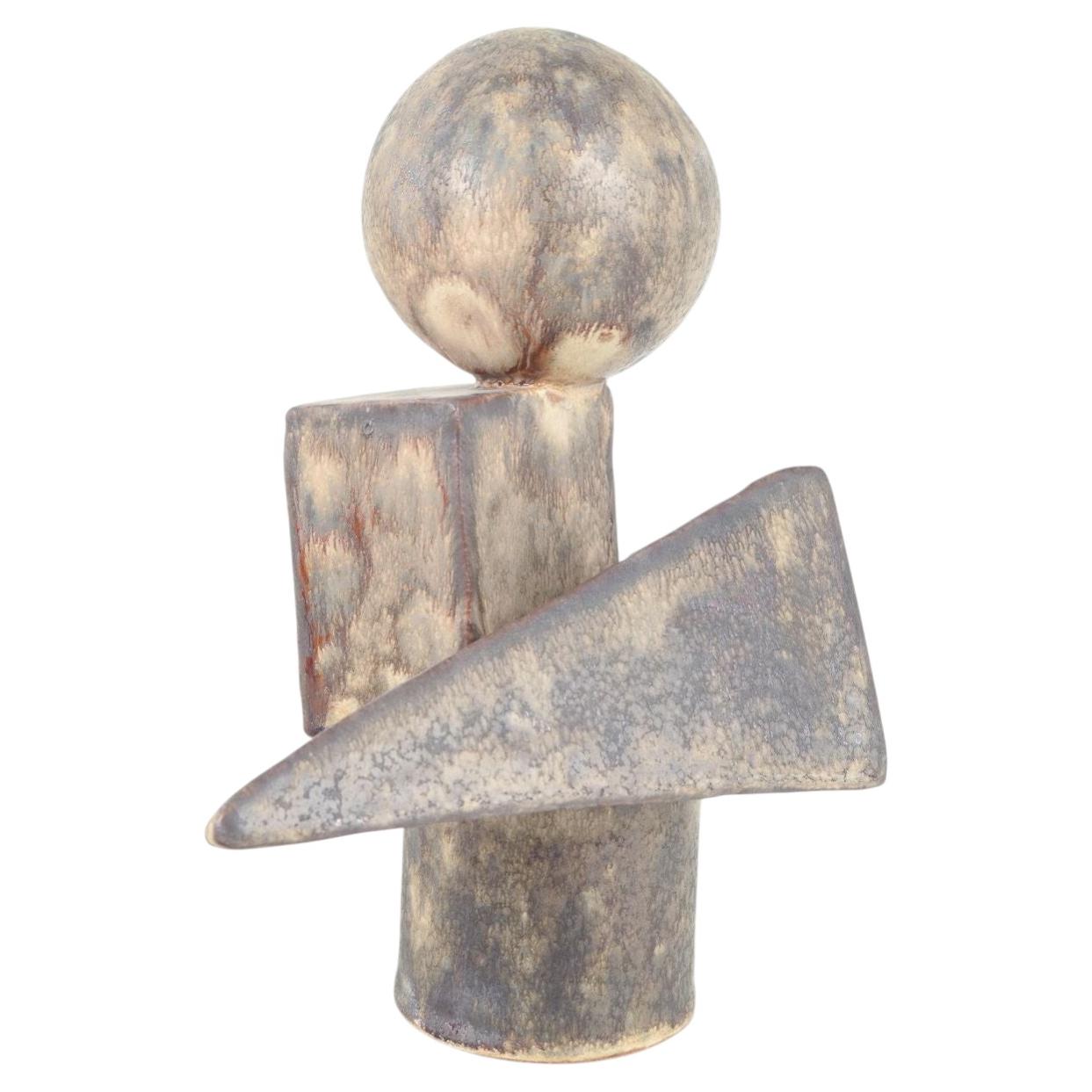 Christina Muff, Danish ceramic artist. Stoneware sculpture in cubistic style. For Sale