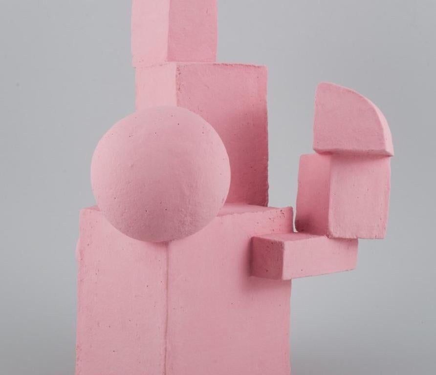Contemporary Christina Muff, Danish ceramicist. Cubist stoneware sculpture.  For Sale