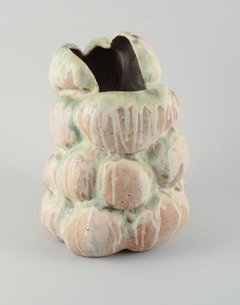Glazed Christina Muff, Danish Ceramicist, Monumental Organically-Shaped Vase For Sale