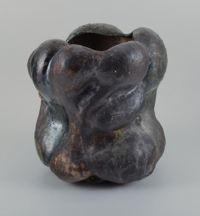 Glazed Christina Muff, Danish Ceramicist, Monumental Work in Stoneware Clay For Sale