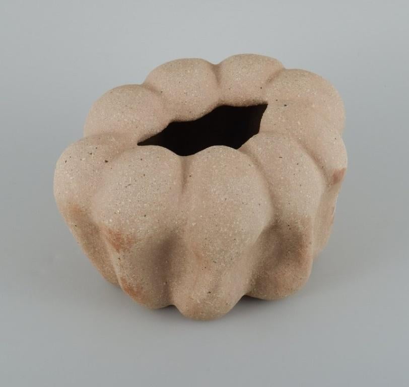 Christina Muff, Danish ceramicist. Organic vessel made from raw, unglazed clay.  In Excellent Condition For Sale In Copenhagen, DK
