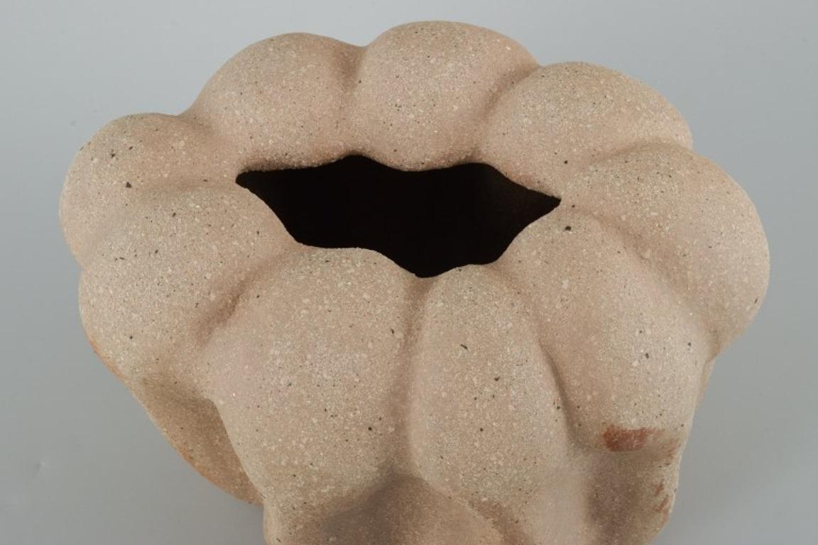 Christina Muff, Danish ceramicist. Organic vessel made from raw, unglazed clay.  For Sale 1