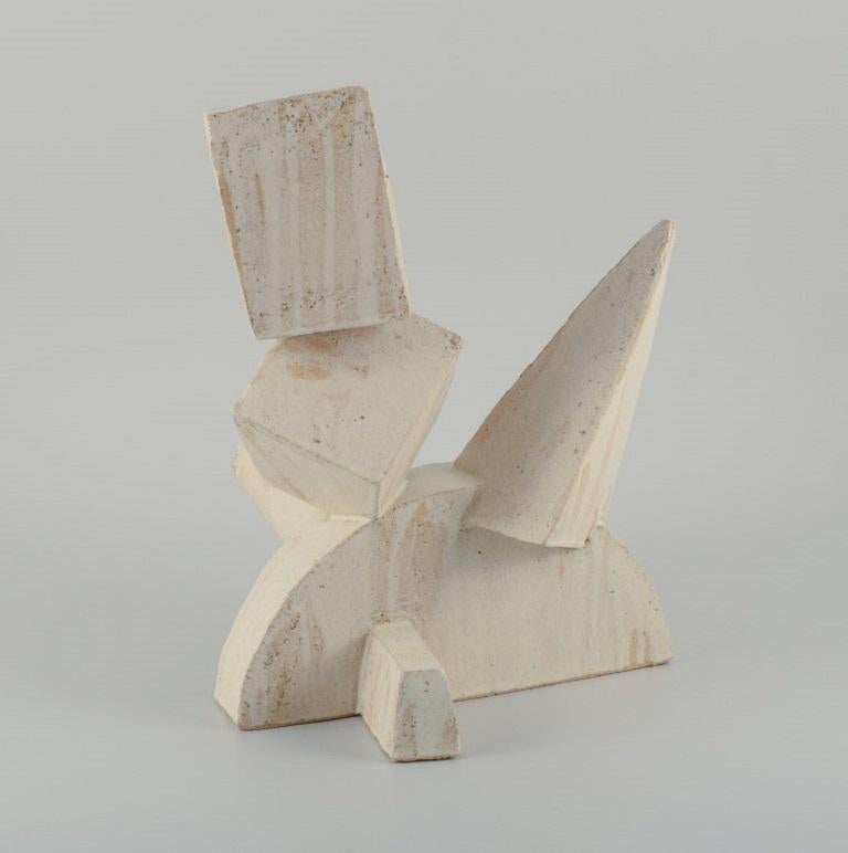 Glazed Christina Muff, Danish Contemporary Ceramicist, Cubist Monumental Sculpture For Sale