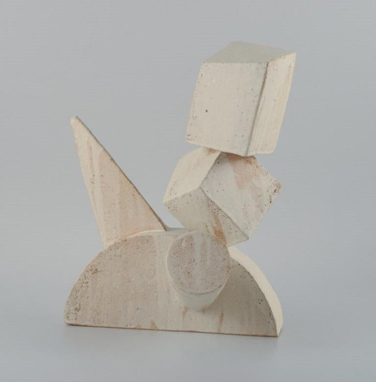 Vernissé Christina Muff, céramiste contemporaine danoise. Sculpture monumentale cubiste. en vente