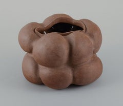Christina Muff, Danish Contemporary Ceramicist, Dark Brown Unglazed Vessel