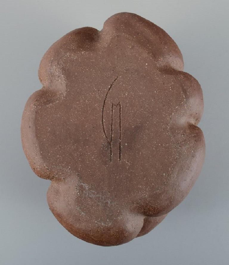 Christina Muff, Danish contemporary ceramicist. Golden brown stoneware vessel. For Sale 2