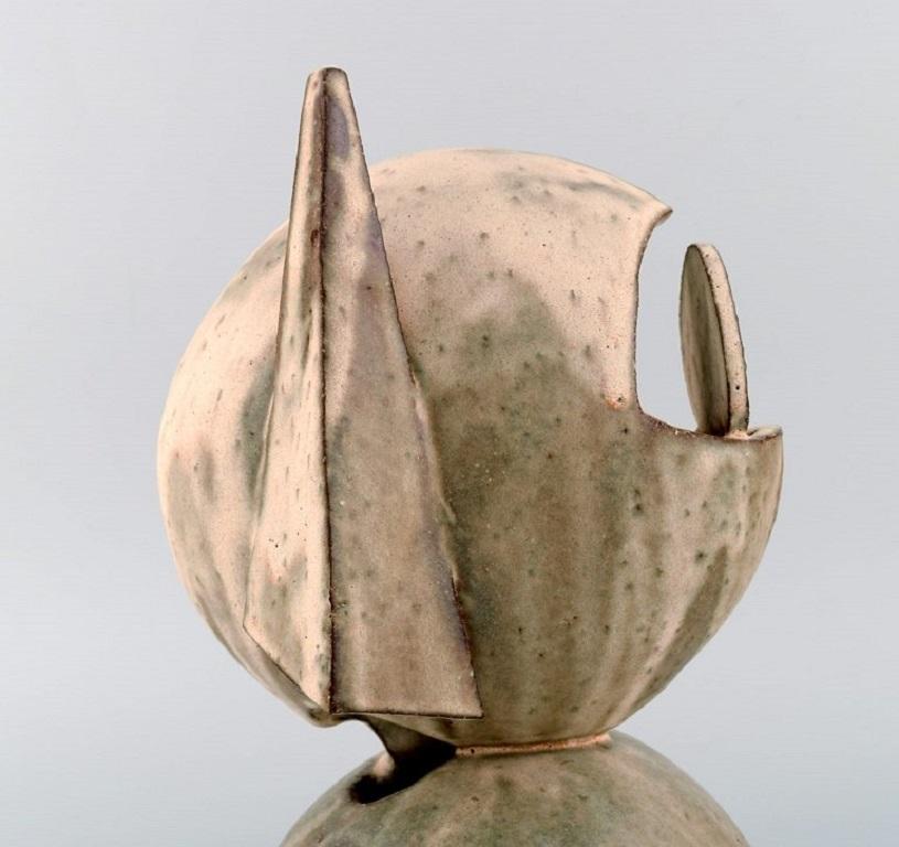 Christina Muff, Danish contemporary ceramicist (b. 1971). Large unique cubist sculpture in glazed stoneware. 