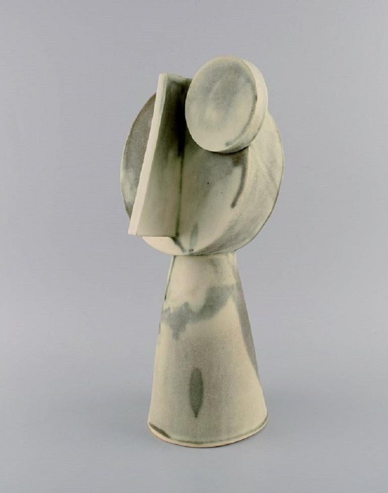 Glazed Christina Muff, Danish Contemporary Ceramicist, Large Cubist Unique Sculpture