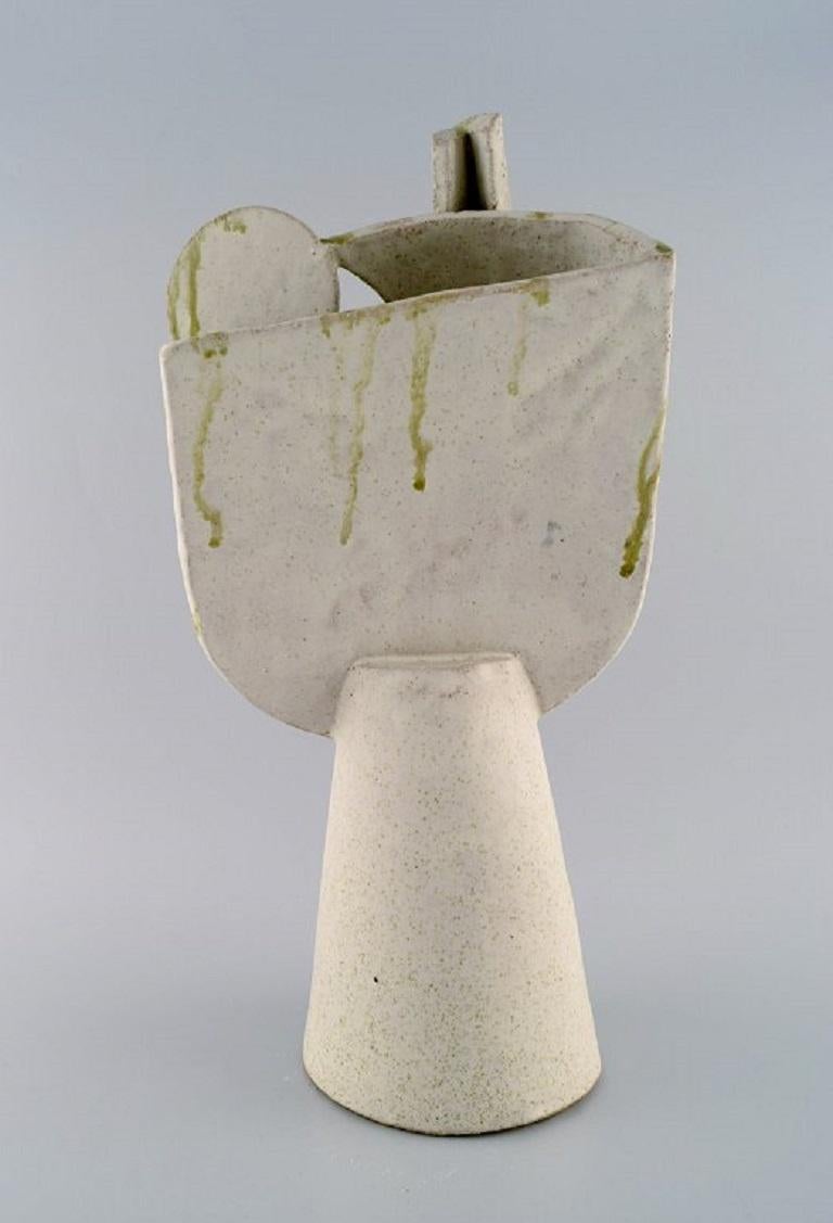 Stoneware Christina Muff, Danish Contemporary Ceramicist, Large Cubist Unique Sculpture For Sale